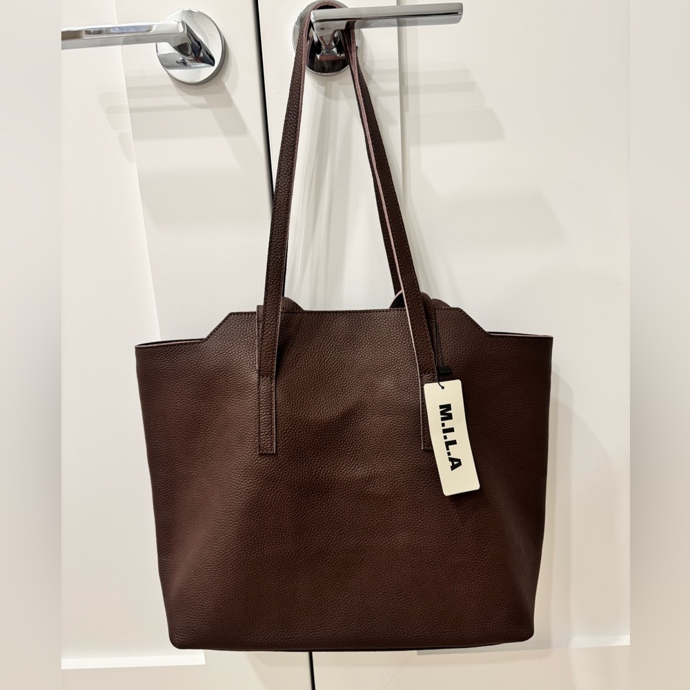 Brand new premium leather MILA bag in chocolate brown